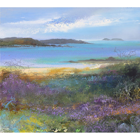 Painting of flowers overlooking Hell Bay, Bryher by artist Amanda Hoskin