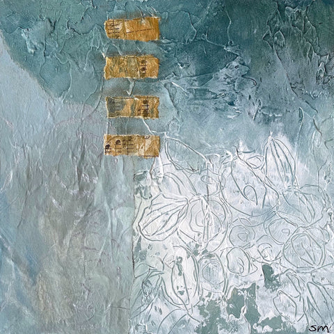 Abstract, mixed media painting by artist Sally MacCabe