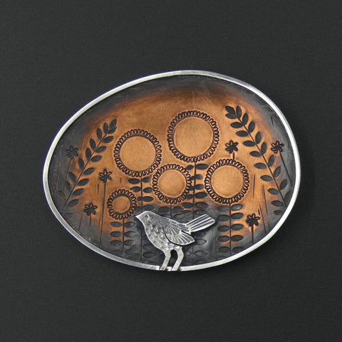 Blackbird brooch by jeweller Helen Shere