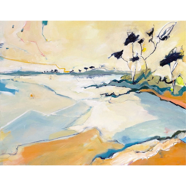 Semi abstract painting of the shoreline at Helford, Cornwall by artist Aisleigh Anne
