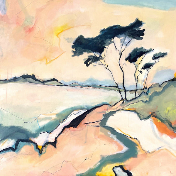Semi abstract painting of the shoreline at Helford, Cornwall by artist Aisleigh Anne