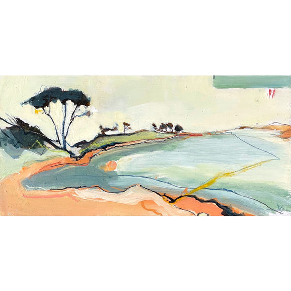 Semi abstract painting of the shoreline at Grebe, Cornwall by artist Aisleigh Anne