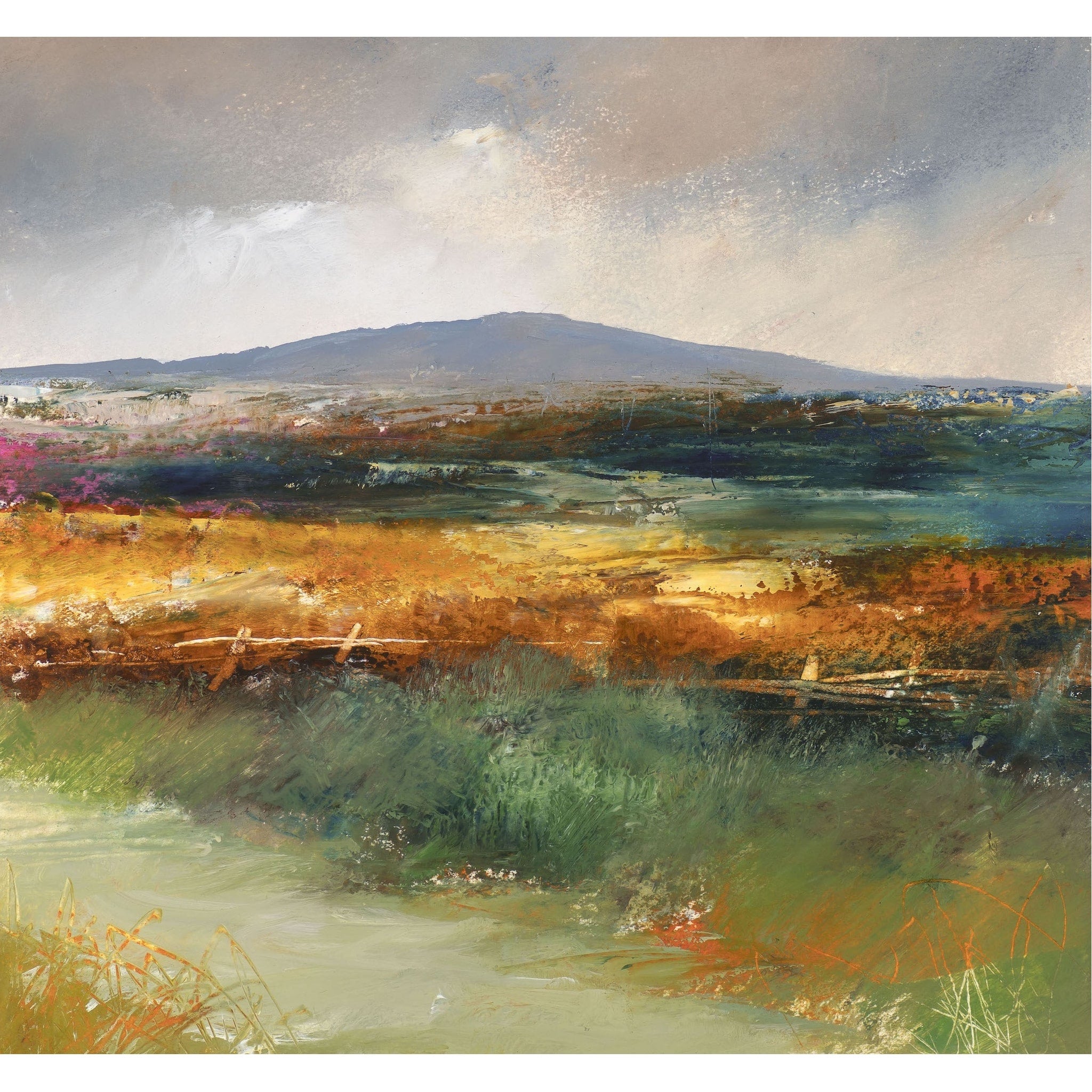 Painting of a beautiful winter's sky over Zennor, Cornwall by artist Amanda Hoskin