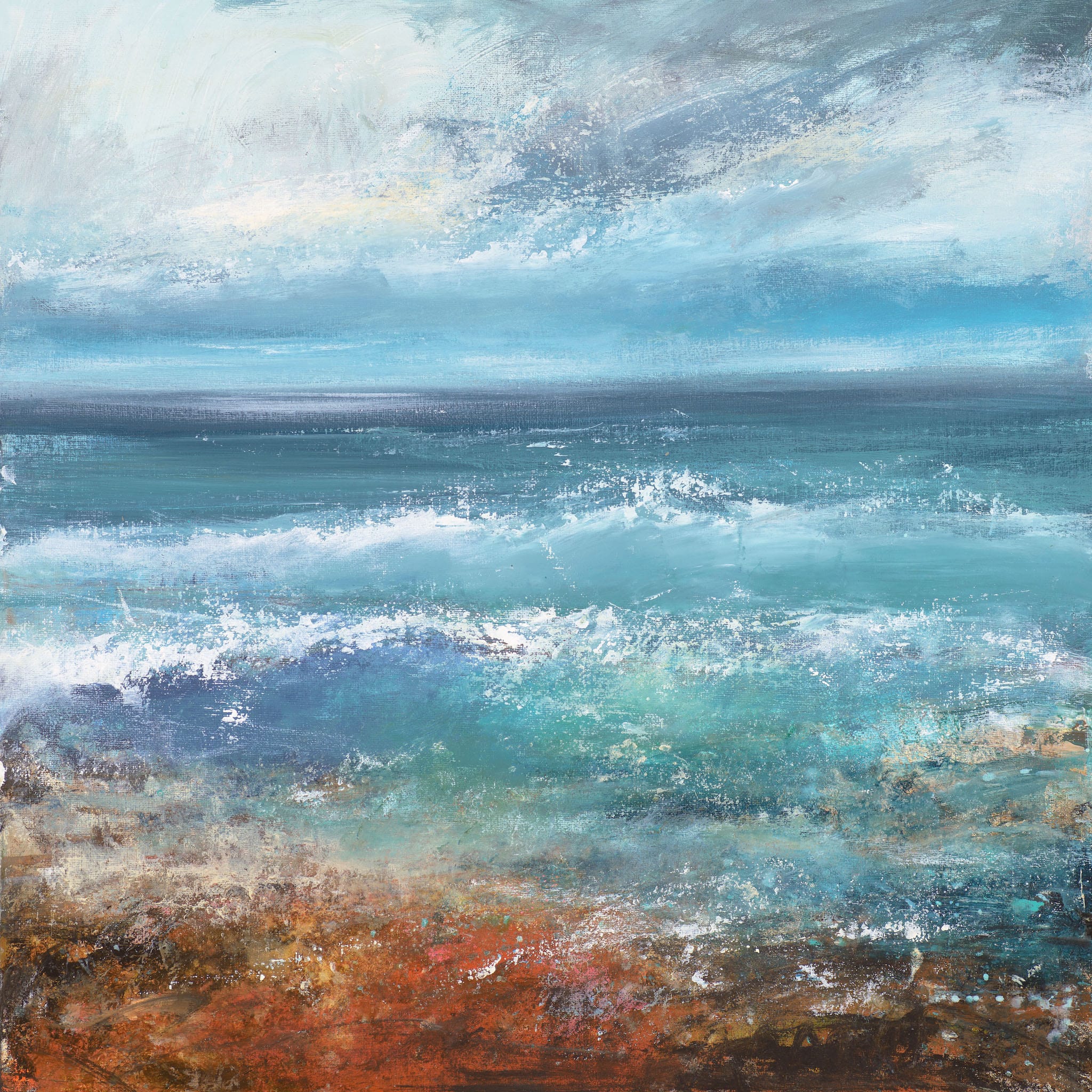 Oil painting of cornish seas by artist Amanda Hoskin
