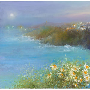 Painting of Fowey, Cornwall as the evening mist rolls in off the sea by artist Amanda Hoskin
