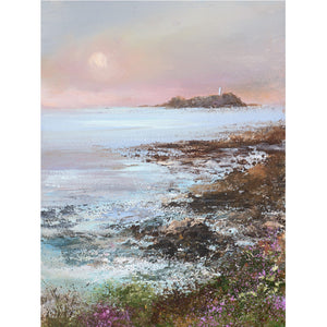 Painting of Godrevy Lighthouse, Cornwall by artist Amanda Hoskin