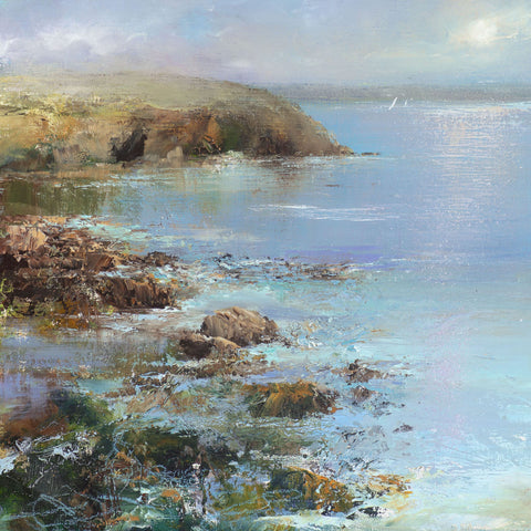 Painting of coastal reflections near Fowey, Cornwall by artist Amanda Hoskin