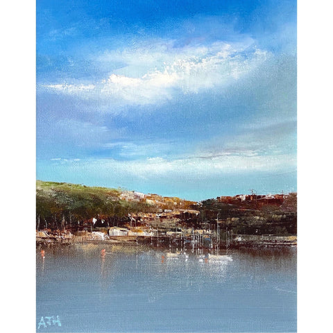Painting of Polruan and the River Fowey on a warm summer's day by artist Amanda Hoskin