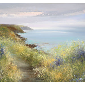 Limited edition print of the coastal path near Fowey, Cornwall by artist Amanda Hoskin