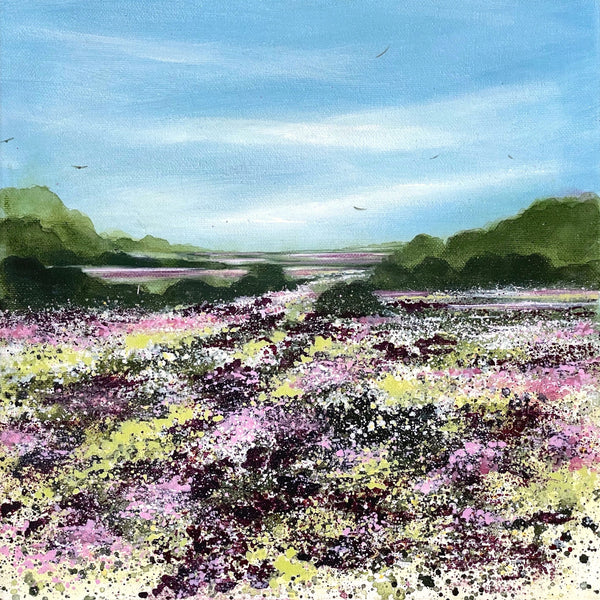 Painting of meadow flowers on a summer's day by artist Adele Riley