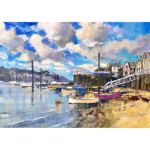 Painting of summer skies over Fowey, Cornwall by artist Chris Forsey