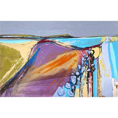 Semi abstract painting of the bay at Towan Beach, Cornwall by artist Daniel Cole