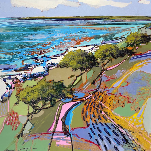 Painting of trees on the Roseland peninsula in Cornwall by artist Daniel Cole