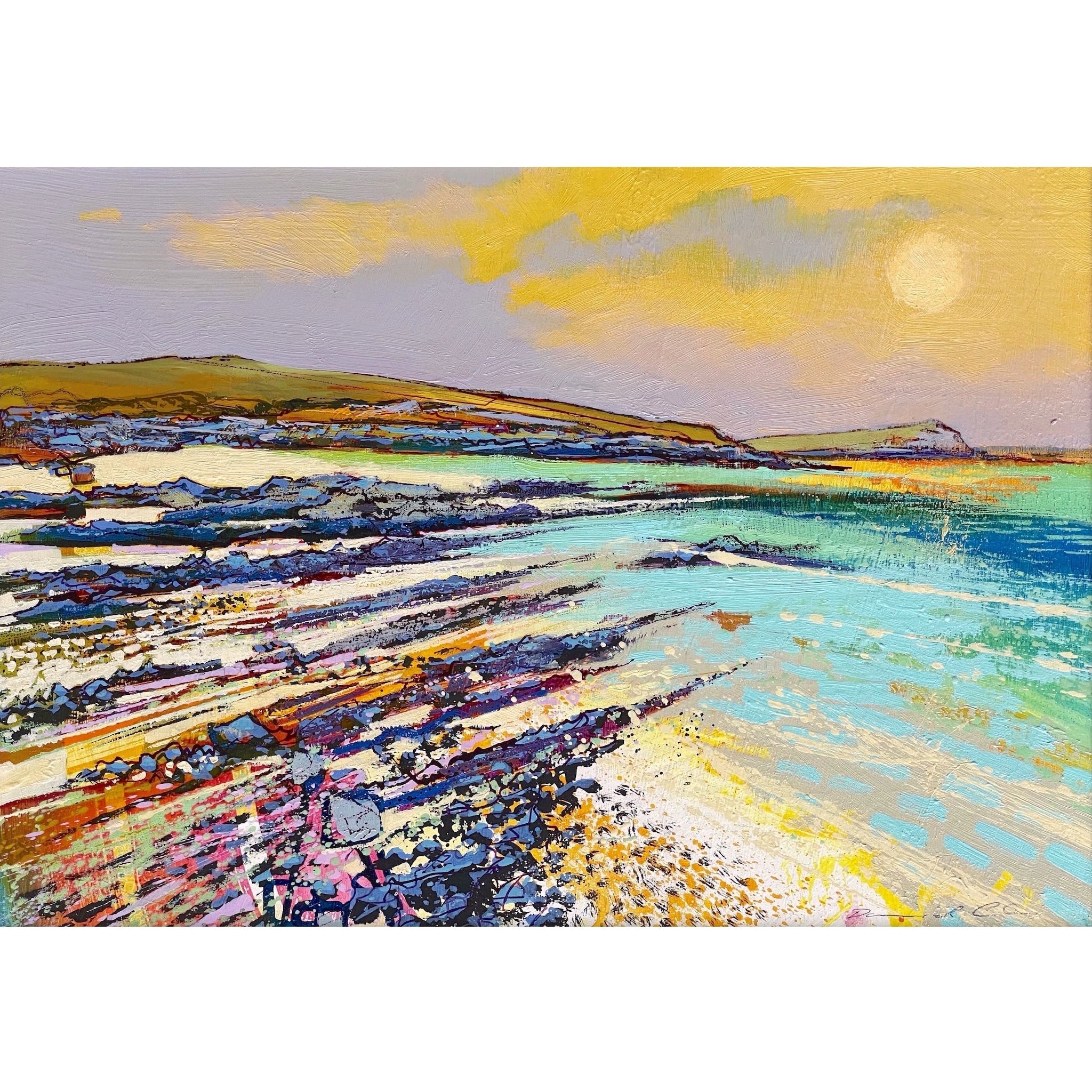 Painting of Towan Beach at dawn by artist Daniel Cole