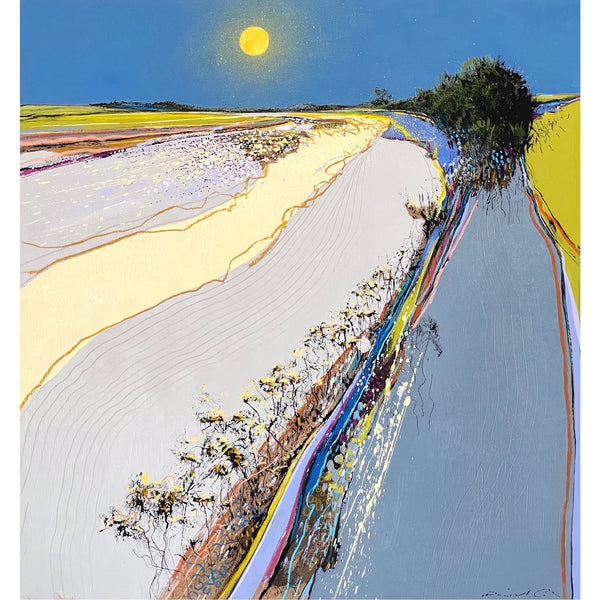 Painting of a moonlit hedge by artist Daniel Cole