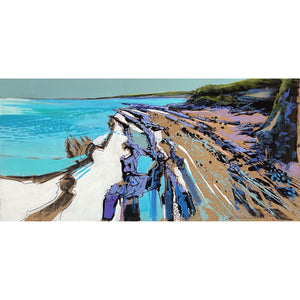 Painting of Pendower beach, looking west by artist Daniel Cole