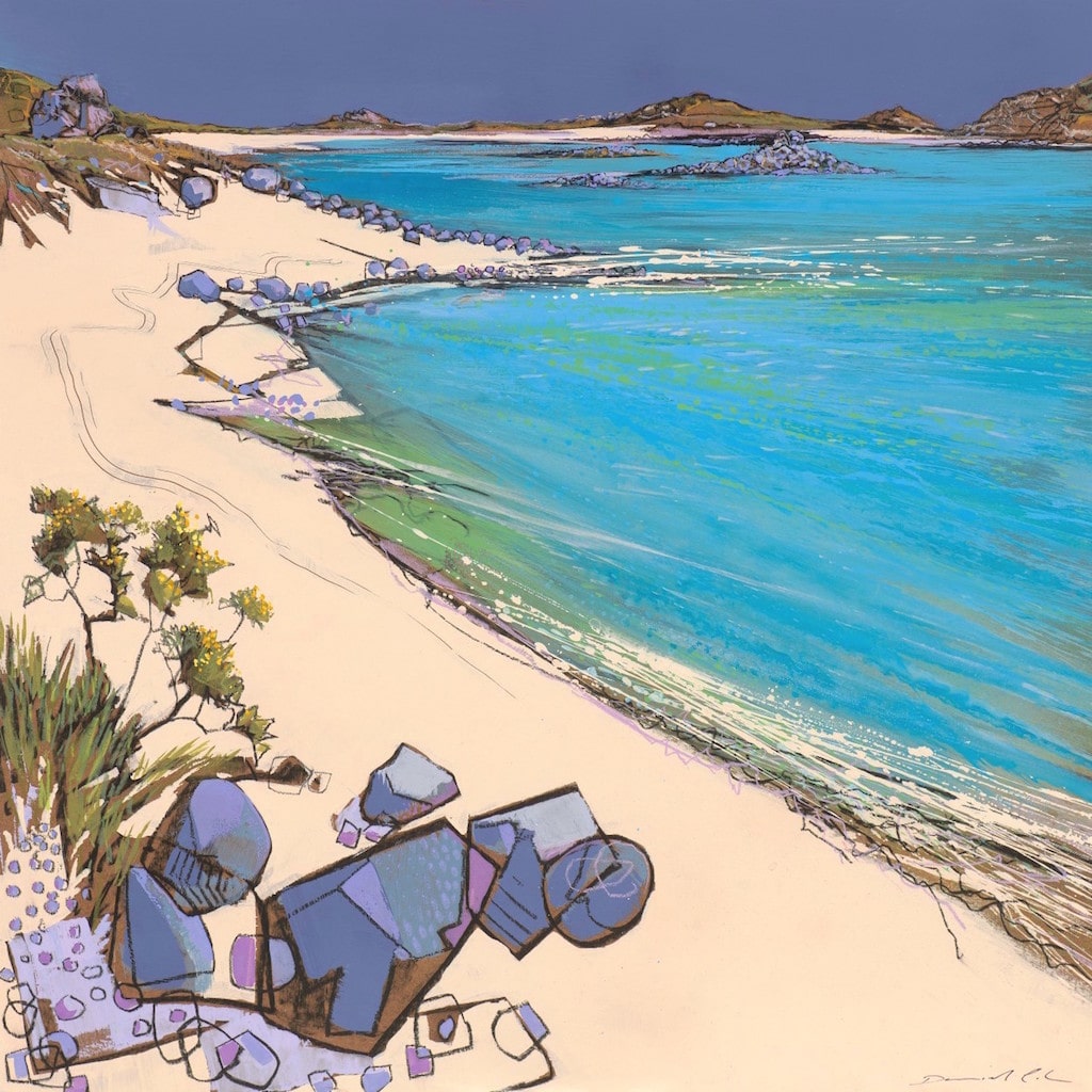 Limited edition print of high tide on Tresco, Isles of Scilly by artist Daniel Cole