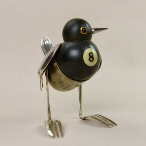 Blackbird sculpture made from found objects by artist Dean Patman