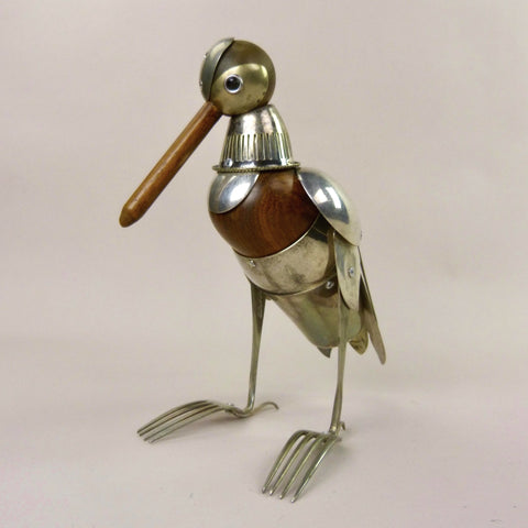 Greenshank sculpture made from found objects by artist Dean Patman