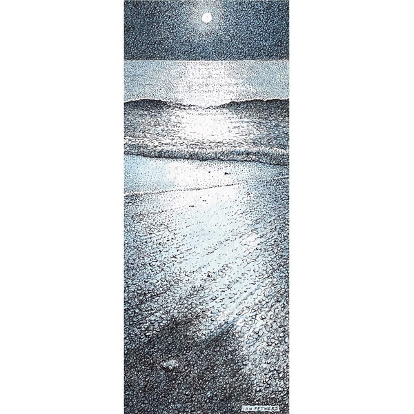 Painting of a moonlit shore by artist Ian Pethers