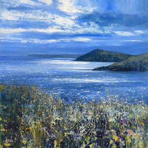 Painting of Gribbin Head from Polruan by artist John Brenton