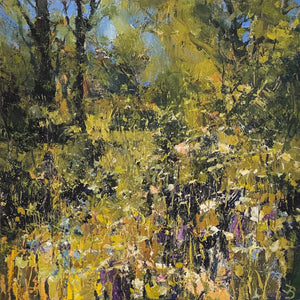 Painting of trees and wild flowers by artist John Brenton