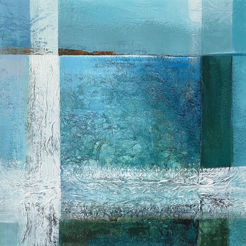 Semi-abstract painting of Logan Rock by artist Judy Hempstead
