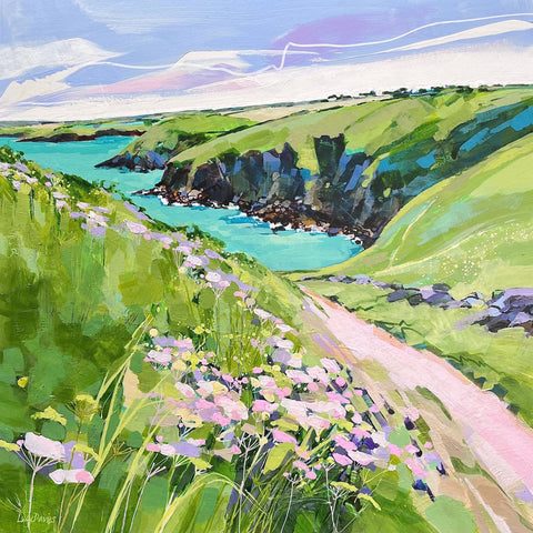 Painting of the coast near Polzeath, Cornwall by artist Lucy Davies