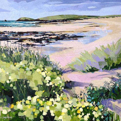 Painting of Constantine Bay in Cornwall by artist Lucy Davies