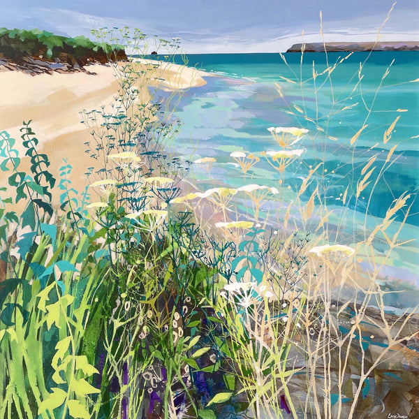 Painting of a beach on the Camel Estuary, Cornwall by artist Lucy Davies
