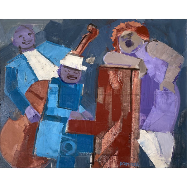 Painting of a jazz band by artist Sam Dodwell