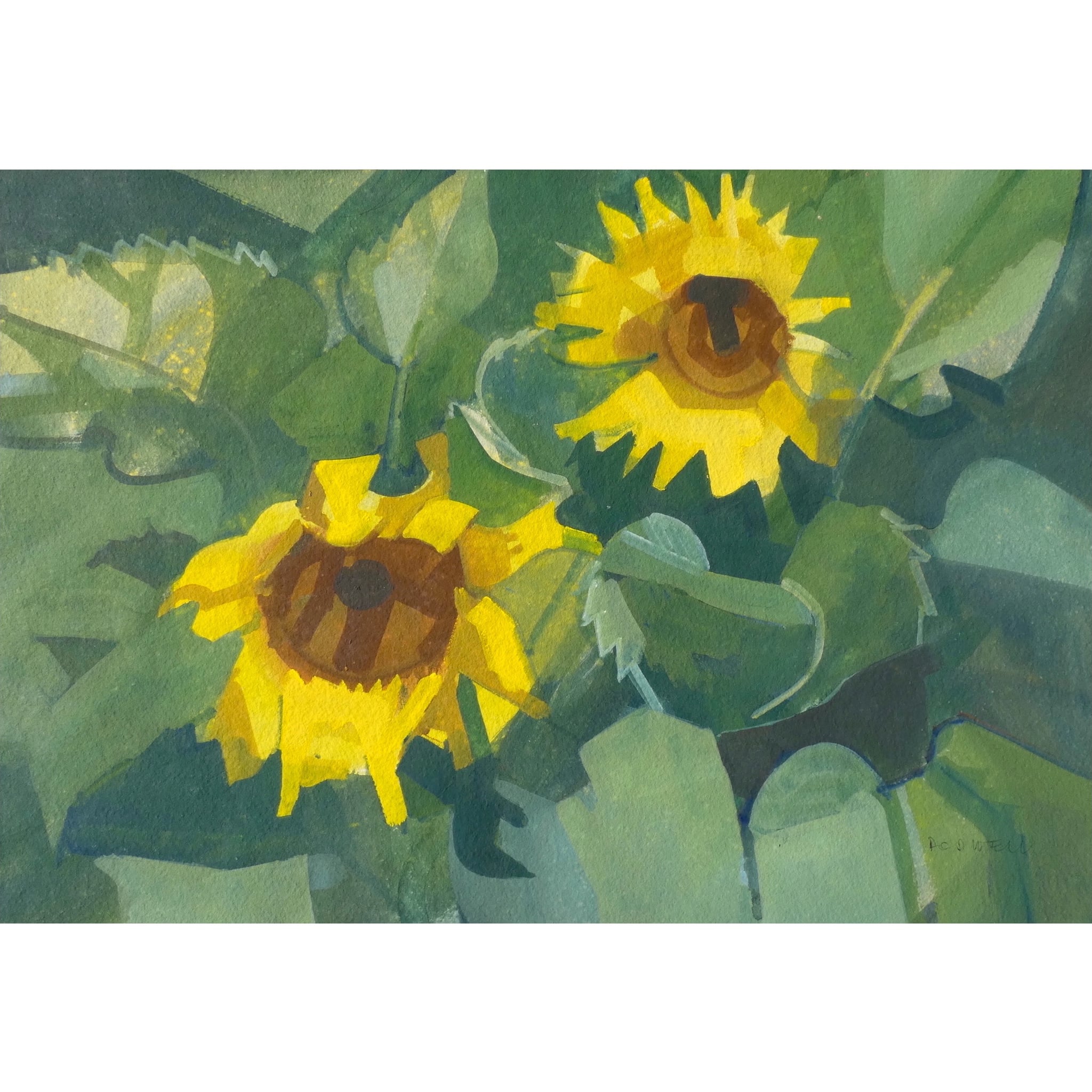 Painting of sunflowers by artist Sam Dodwell