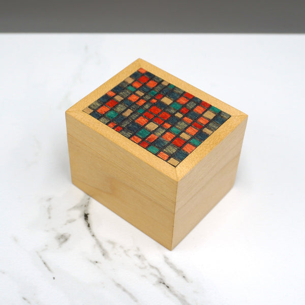 A sycamore box with dyed veneer made by Steve Parkinson