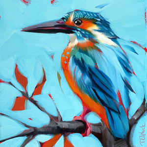 Painting of a kingfisher by artist Tracey Elphick