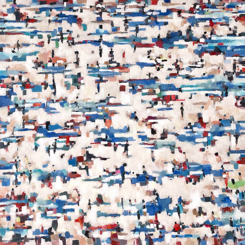 Abstract painting of a crowded beach by artist Zoe James
