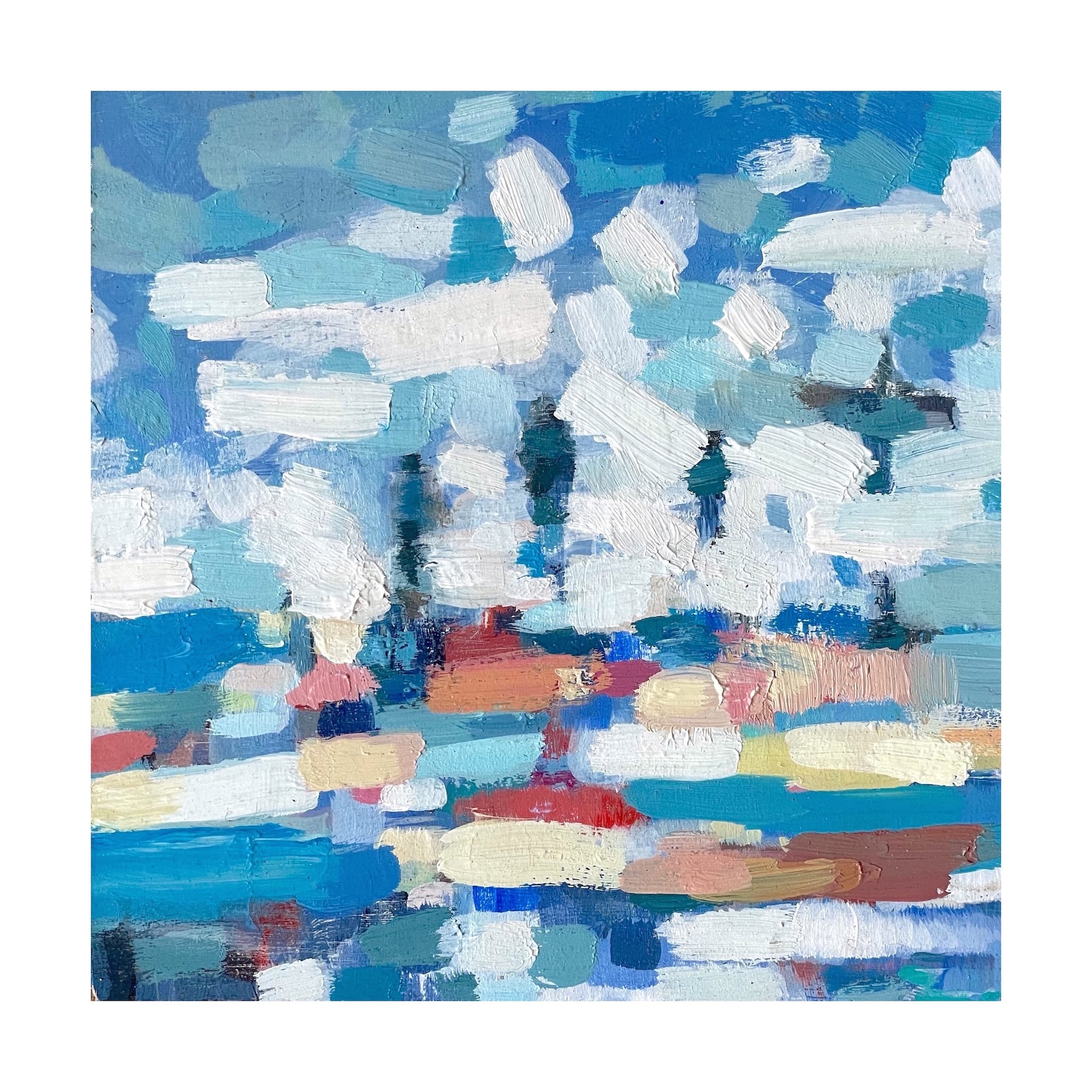 Abstract painting of beach and sky by artist Zoe James