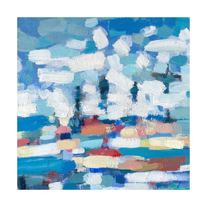 Abstract painting of beach and sky by artist Zoe James