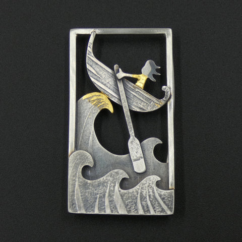 Silver Crest of a Wave Brooch by Jeweller Becky Crow