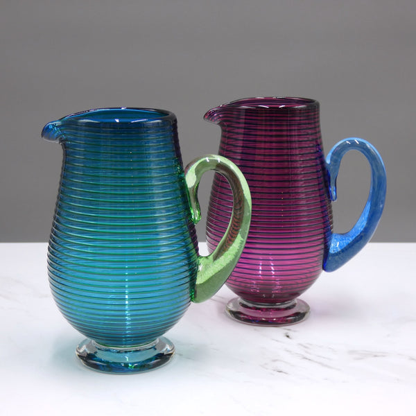Handblown venetian glass jugs by glassmaker Bob Crooks