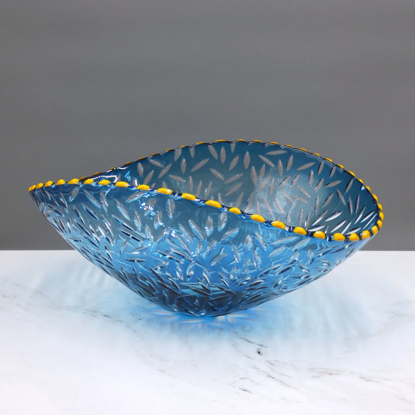 Hand blown and hand cut glass bowl by glassmaker Bob Crooks