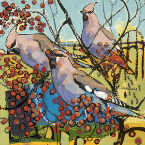 Open edition print of Waxwings by artist Daniel Cole