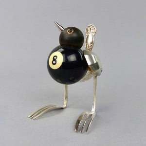 Blackbird sculpture made from found objects by artist Dean Patman
