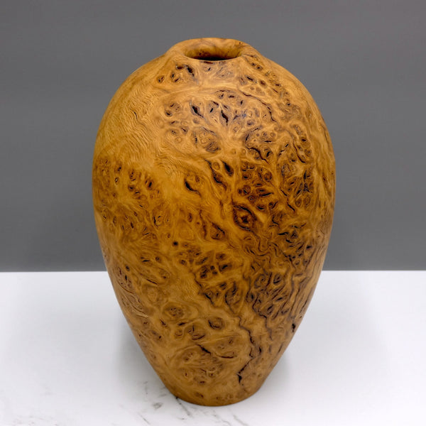 Burr oak vase by woodturner Howard Moody