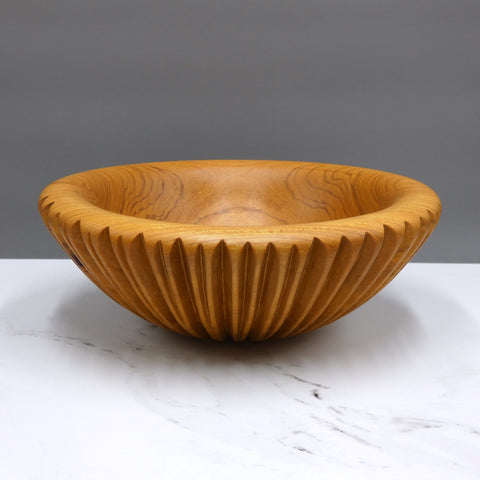Carved cherry bowl by woodturner Howard Moody