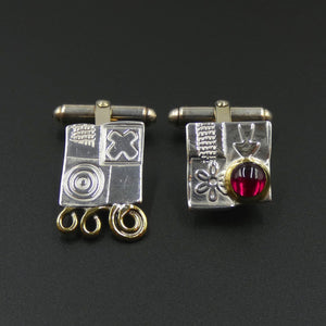 Asymmetric cufflinks by jewellers John and Dawn Field
