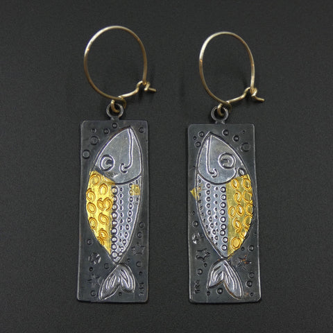 Fish earrings by jewellers John and Dawn Field