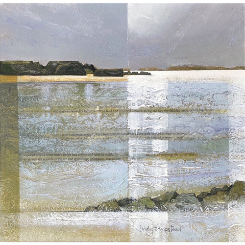 Semi abstract painting of Treyarnon Bay by artist Judy Hempstead