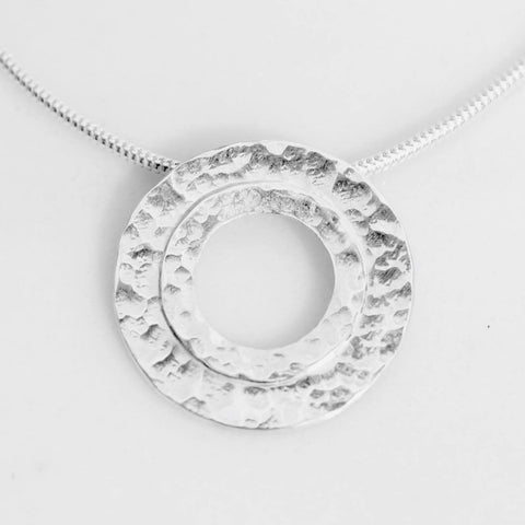 Sterling silver inner circle pendant by jeweller Kathleen Appleyard