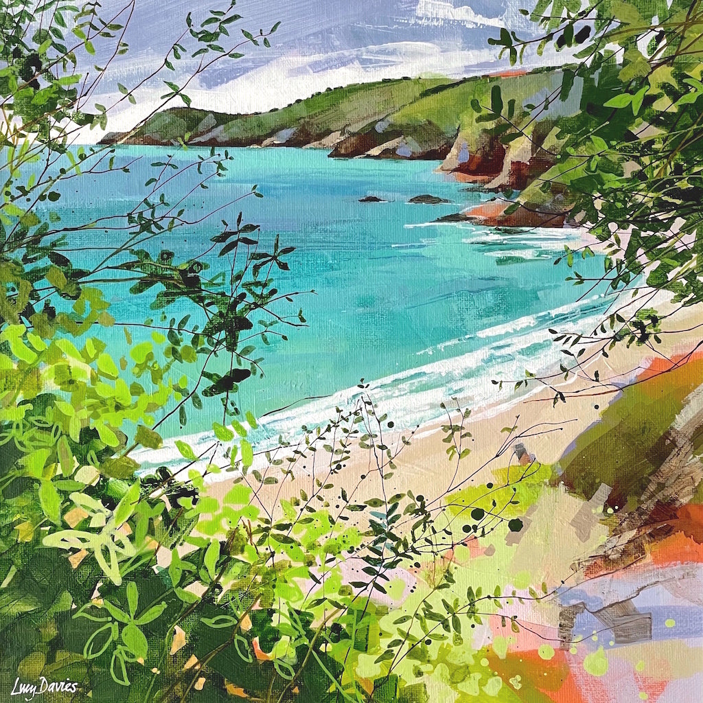 Painting of Porthpean Beach, Cornwall by artist Lucy Davies