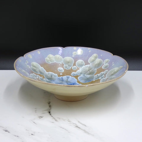 Porcelain bowl with crystalline glaze by artist Simon Rich